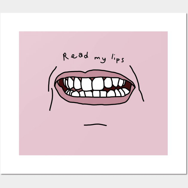 Read my Pink Lips Funny Face Wall Art by ellenhenryart